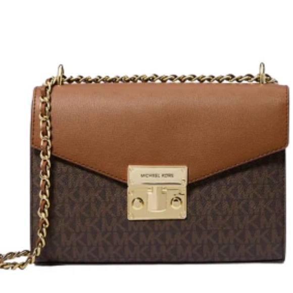 Michael Kors Rose Medium Logo and Faux Leather Shoulder Bag. - Picture 1 of 5